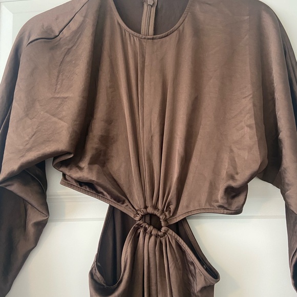 NWT Express chocolate brown cutout midi dress sz 0 - Picture 3 of 8